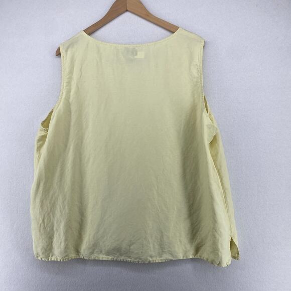 EILEEN FISHER Tank Top 3X Plus Linen Silk Woven Round Neck Shell Yellow - Picture 2 of 12
